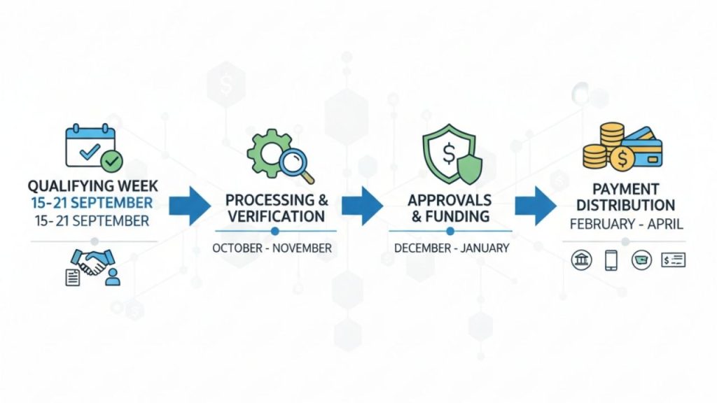  15-21 September qualifying week through to payment distribution months
