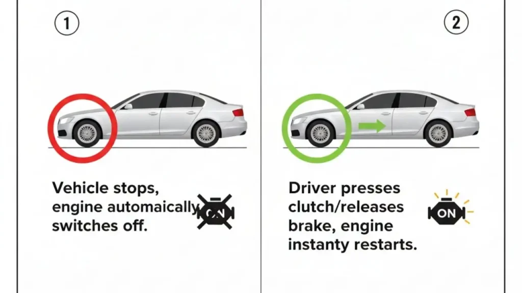 Simple Button in Your Car Could Save You £1,000 Fine During Traffic Jams 2 Automatic start-stop system works in a car