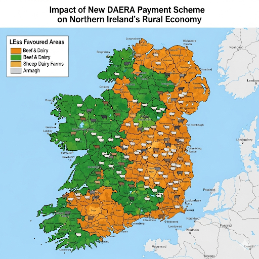 New Farm Sustainability Payment Rolls Out; Minister Muir Says It’s Just the Beginning 3 A simple map of Northern Ireland