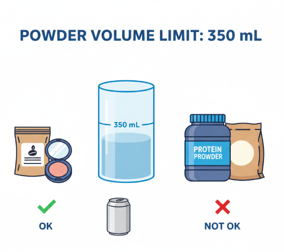 TSA Just Banned This Popular Beauty Product: Millions of Travelers Are About to Be Caught Off Guard 2 Size of a standard 12 oz (350 mL) soda can to common powder
