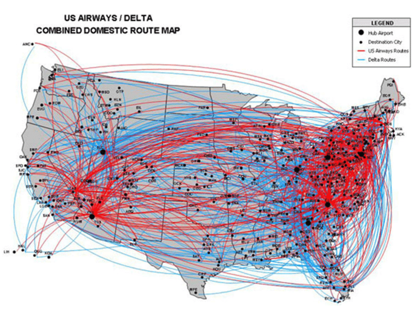 A route map of the United States